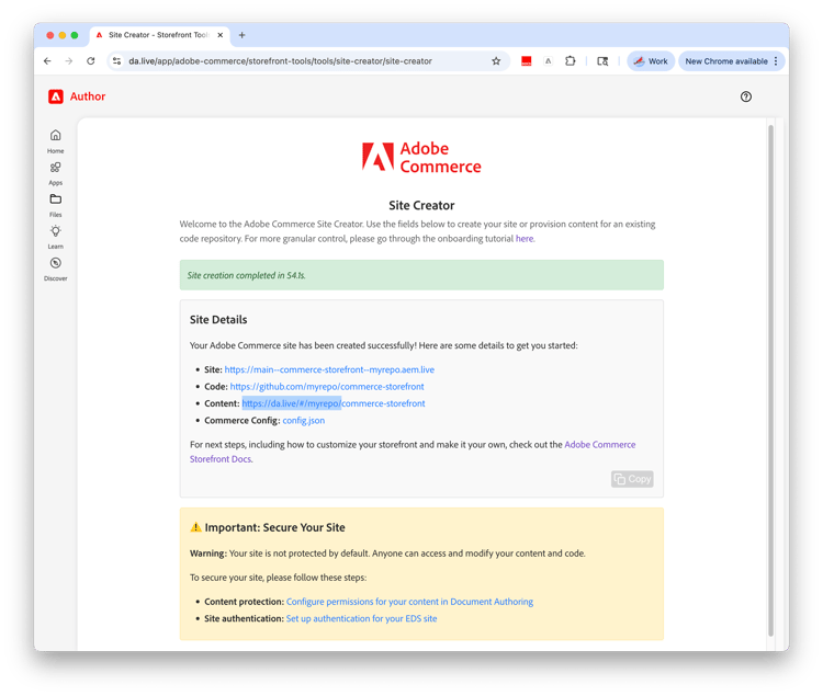 Storefront setup complete