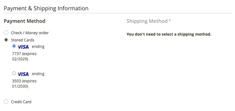 在管理員中使用客戶的保管信用卡