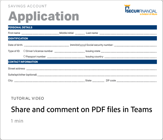 在 Teams 中共用 PDF 檔案並加上註釋
