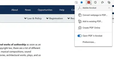 使用Microsoft Edge瀏覽時建立PDF內容