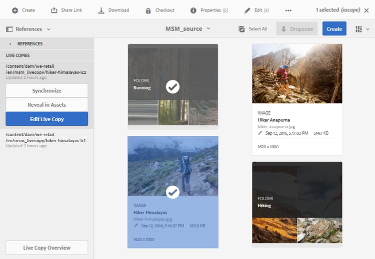 所選來源的[參考]邊欄中可用的動作和資訊