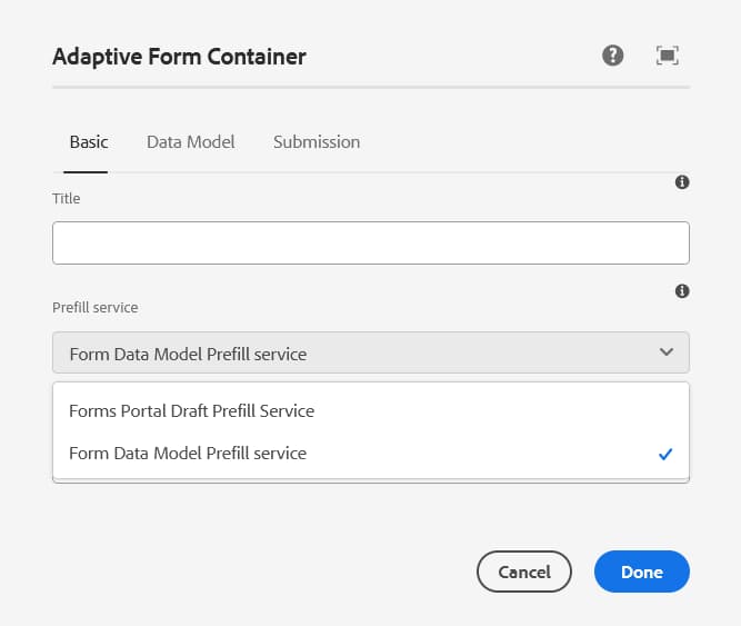 預填服務fdm aem sites頁面編輯器