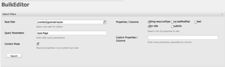 大量編輯器篩選器選項