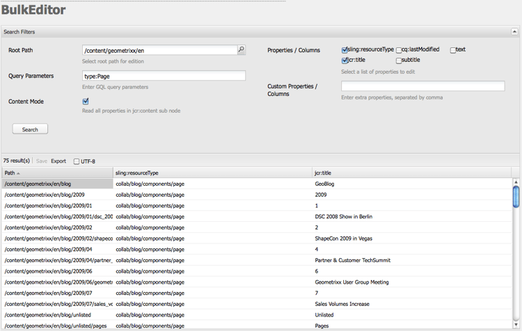 大量編輯器結果