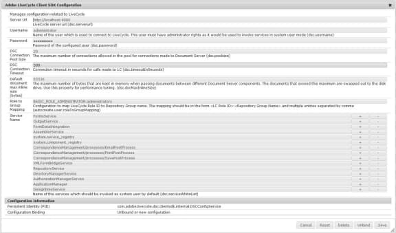 AdobeLiveCycle使用者端SDK組態