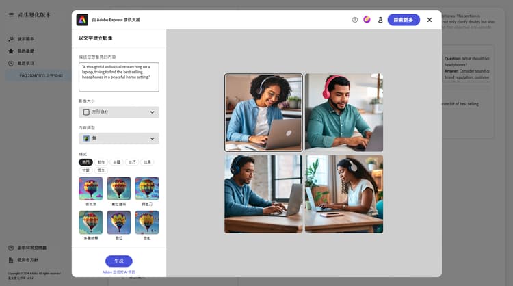 產生變化版本 - 呈現影像