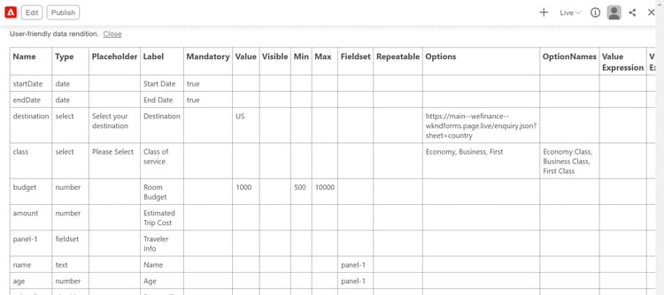 表單預覽 JSON 格式