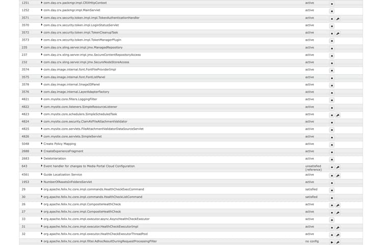將ClamAVFileAttachmentValidator和FileAttachmentValidatorDataSourceServlet顯示為使用中的元件主控台