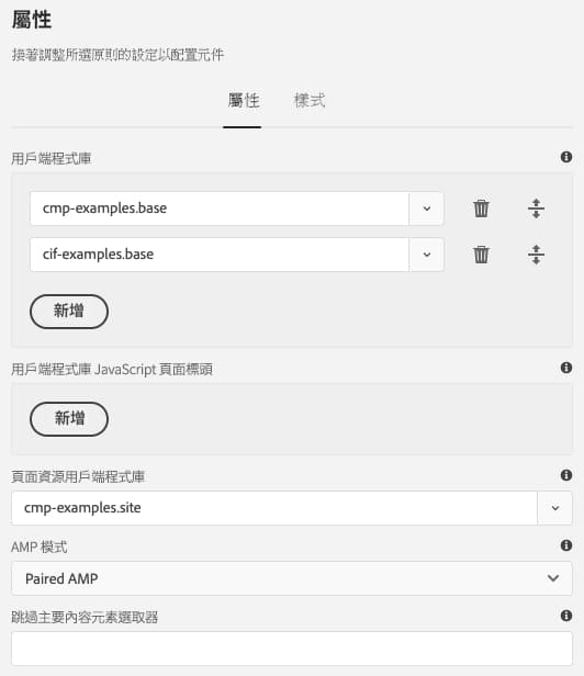 AMP 頁面原則選項