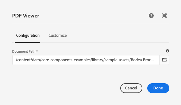 PDF檢視器元件之「編輯」對話方塊的「設定」索引標籤