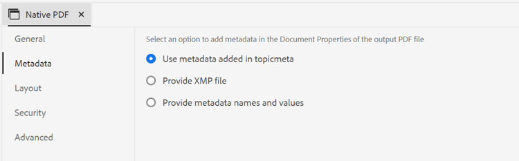 metadata tab