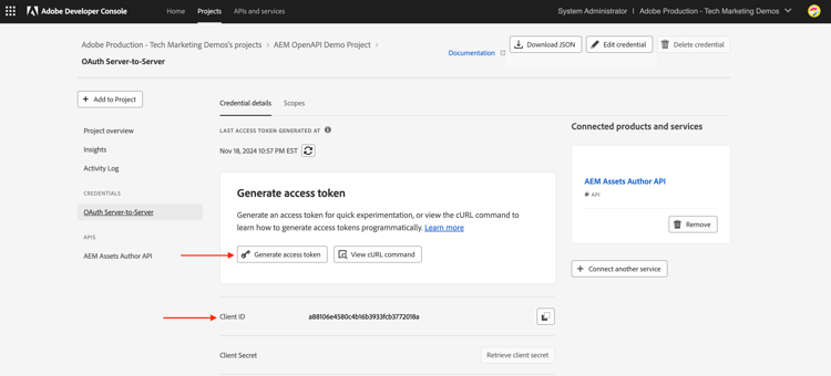 叫用API — 存取權杖