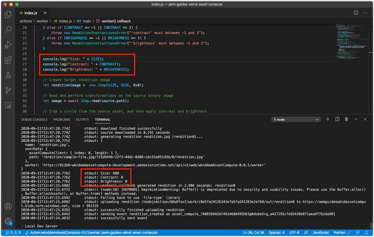 aio應用程式執行console.log(...)