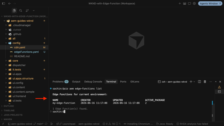 AEM Edge函式清單輸出