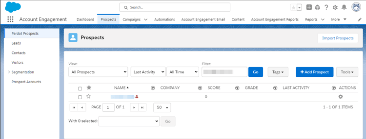 顯示[潛在客戶]頁面的Salesforce UI熒幕擷圖。