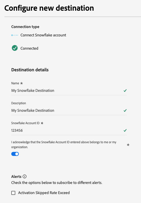 顯示如何填寫目的地詳細資料的熒幕擷圖範例
