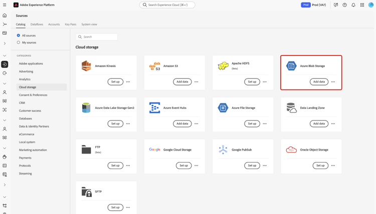 已選取Azure Blob儲存體來源的來源目錄。