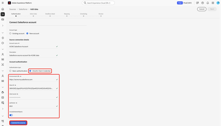 用於建立Salesforce帳戶的OAuth介面。