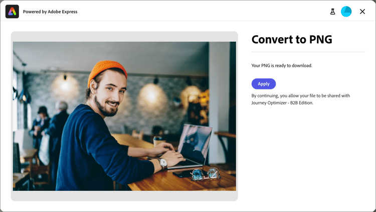 使用Adobe Express編輯 — 轉換成PNG