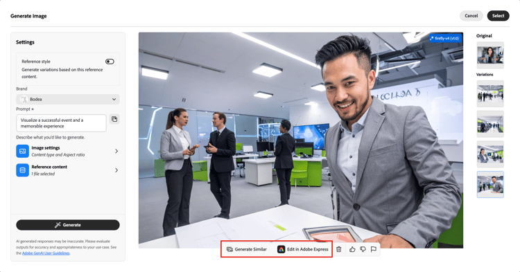 文字變化與細分選項的AI Assistant預覽