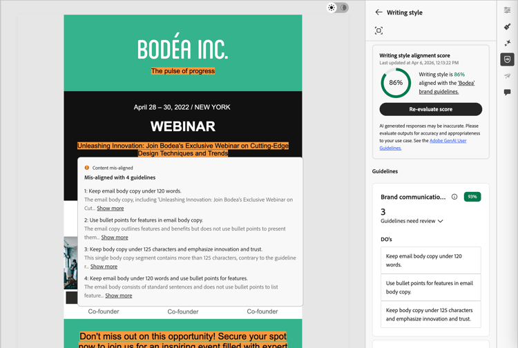 品牌一致性評估詳細資料