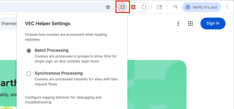 Google Chrome工具列中的Adobe Experience Cloud Visual Editing Helper擴充功能圖示