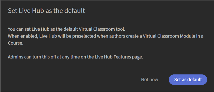 設定 Live Hub 預設對話框