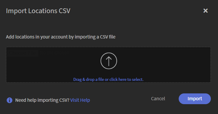 匯入地點 CSV 彈出視窗