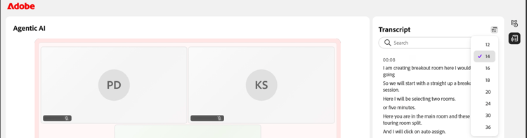 學習者文字稿文字大小選項