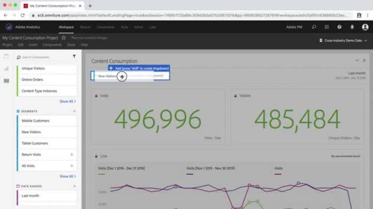 套用區段至您的 Analysis Workspace 專案