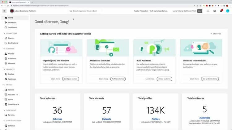 Real-time Customer Data Platform使用者介面和工作流程